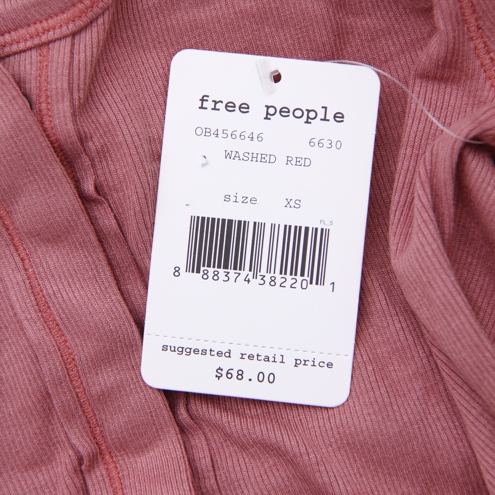 Free People Megs Ribbed Tee Washed Red - Picture 4 of 4